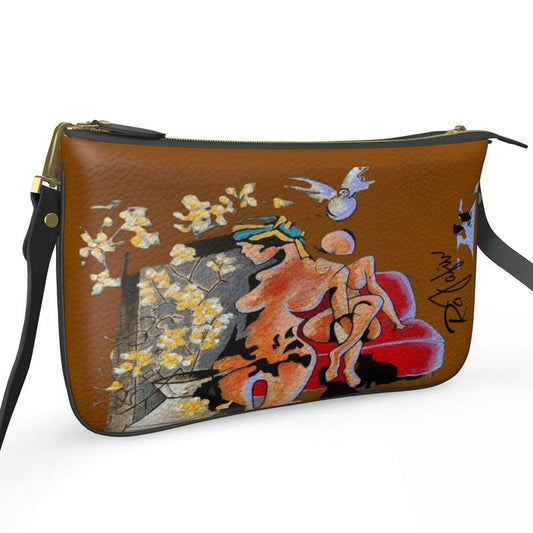 Sac bandoulière cuir marron /Design Exclusif /Atelier-RAZAFIN